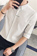 现货2021夏季条纹短袖衬衫韩版休闲7七分袖男士CS10P4569，男装T恤，电商B413