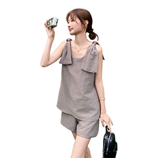 设计感小个子减龄淡人短裤两件套女夏季2025新小众蝴蝶结背心套装，女装套装/套裙，2C255