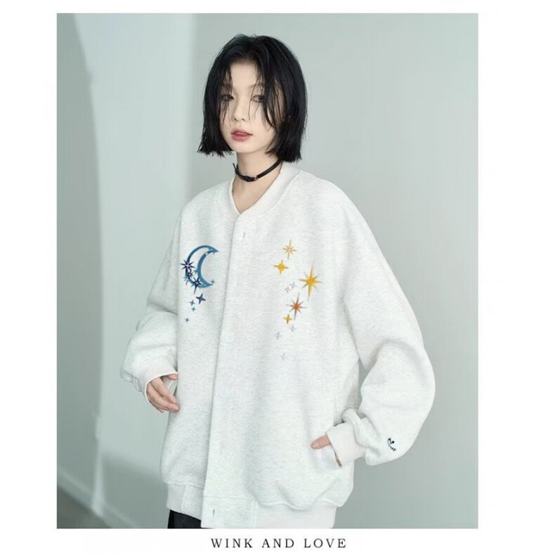 W10468-P73网图现货高质量刺绣400g华棉棒球服卫衣外套夹克,男装夹克,星座1608