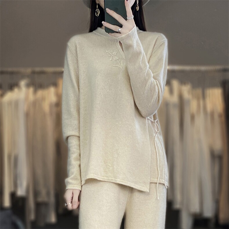 秋冬新款女立领外搭纯色韩版毛衣外套显瘦羊毛开衫，女装羊毛衫，江南羊绒