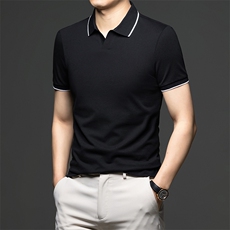 2024新款夏季冰丝高端短袖Polo衫男士商务休闲时尚翻领T恤上衣潮，男装Polo衫，电商B212（原钱塘6029）