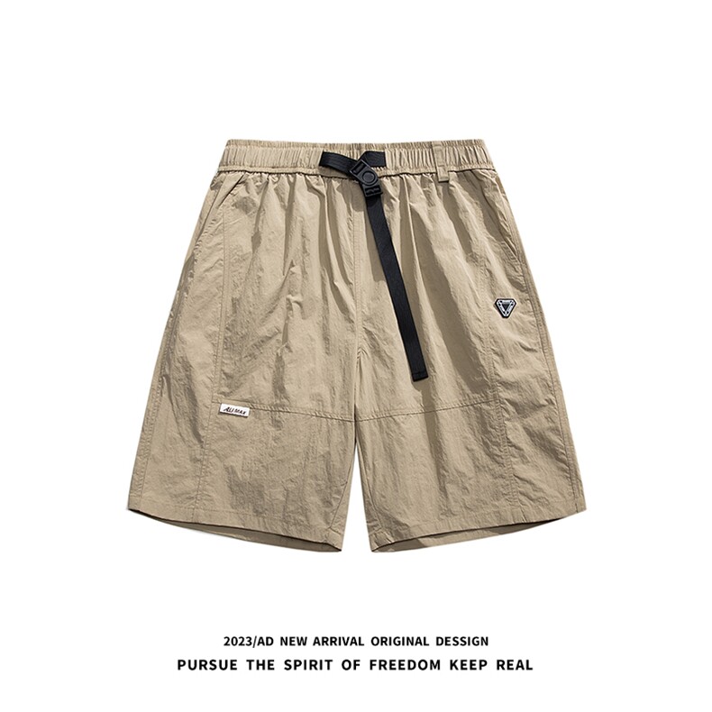 白底23夏季时尚美式复古垂感松紧腰宽松短裤KZF504P45控68,男装牛仔裤,电商A247-1