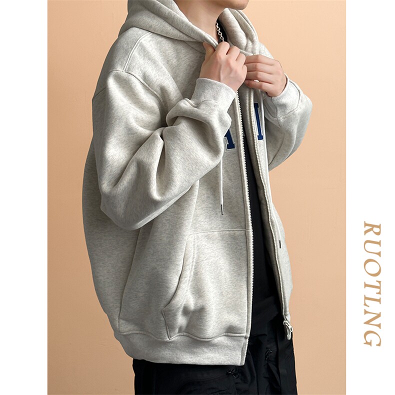 现货重磅宽松休闲绣花连帽卫衣外套男潮牌上衣A351-AW2499-P105,女装短外套,电商A351