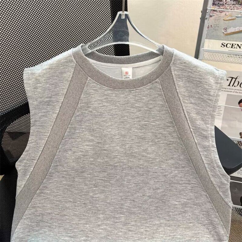 撞色拼接运动背心男款夏季美式复古cleanfit宽松百搭外穿无袖坎肩,男装背心/马甲,星座601-1