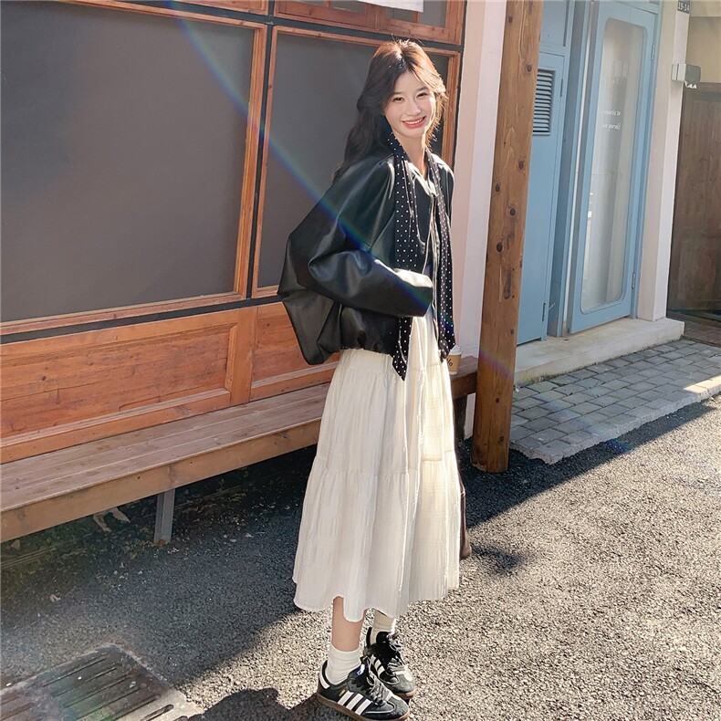 港风复古时尚黑色皮衣外套女2025春秋新款巨好看小个子机车服夹克,女装皮衣,浙宝238