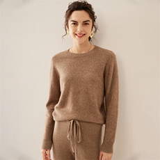 2025年秋季常规款套头长袖落肩袖单件针织衫时尚百搭，女装针织衫/毛衣，溪贝羊绒
