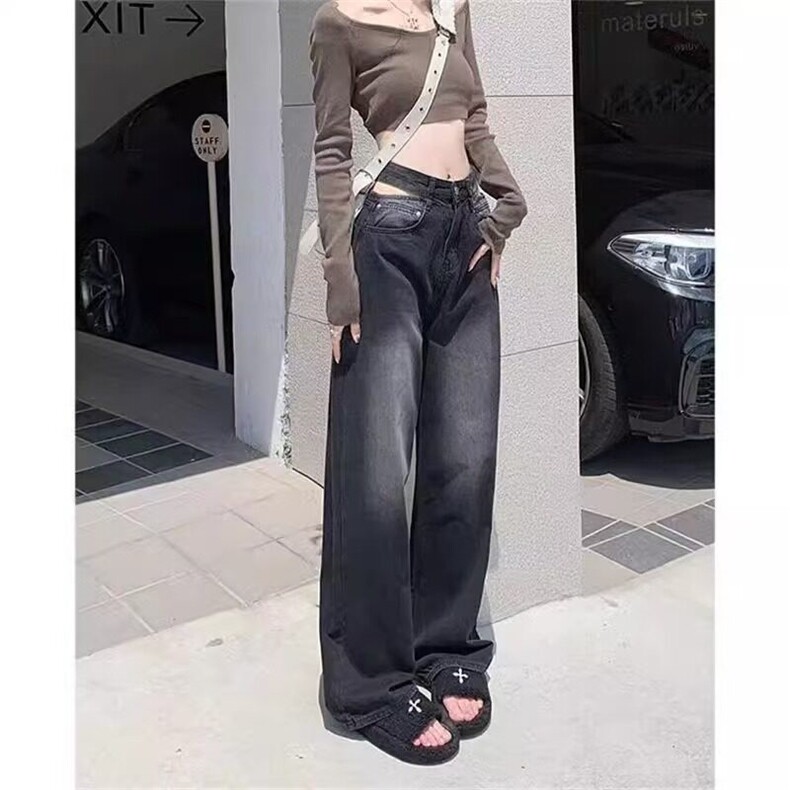 CP1241-P44复古阔腿牛仔裤女宽松设计感小众显瘦长裤子ins潮,男装牛仔裤,电商B323A
