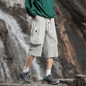 山系户外工装短裤男款夏季薄款美式大口袋过膝中裤宽松直筒五分裤图片