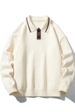 1日系白底POLO衫领潮流毛衣大码M-5XL针织衫男外套男8720P60控88，男装Polo衫，星座226-2