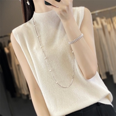一线成衣秋冬半高领针织背心女无袖修身韩版外穿羊毛马甲内搭，女装背心吊带，斯美雅安迪绒