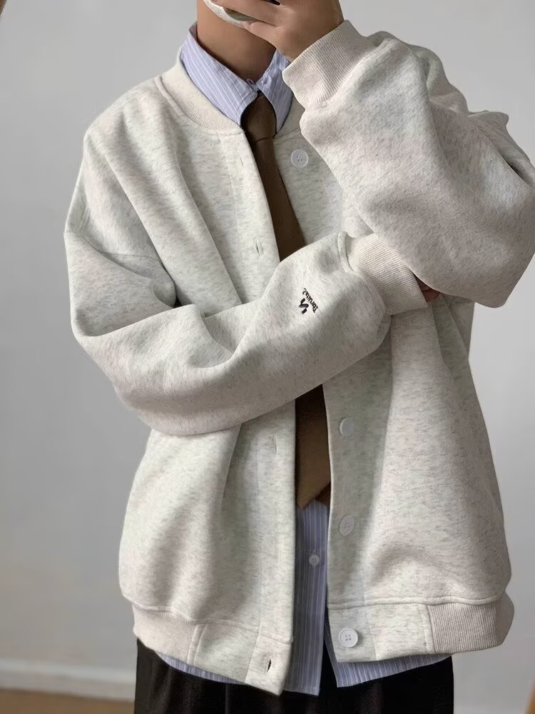 复古简约纯色棒球服外套男宽松百搭休闲夹克卫衣513AWY2467P55,男装夹克,星座513A