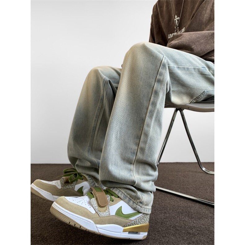 牛仔裤男美式高街vibe裤子窄版显瘦直筒长裤A080-9601-P4068,男装牛仔裤,电商A080