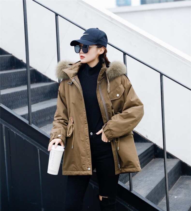 【现货】冬季新款，宽松显瘦狐狸毛领派克服，女装，东洋天堂之花