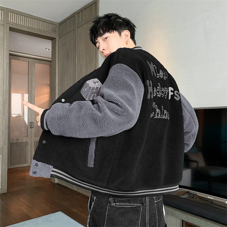 棉衣男士秋冬季羊羔绒毛外套男棉服男加厚棒球服棉袄M09-P125,男装棉衣,星座308B-1