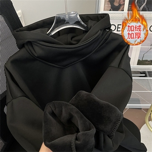 加厚加绒冬款男连帽套头卫衣设计感纽扣休闲保暖外套WY109 P50图片