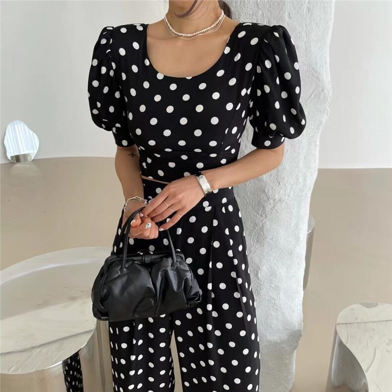 波点套装，女装职业装，露彩