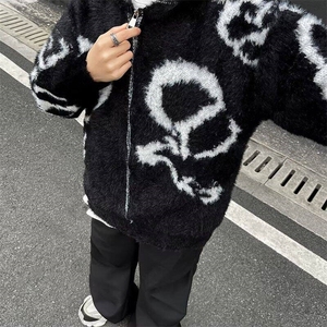 2026新款仿水貂绒软糯拉链毛衣外套男秋冬宽松针织开衫7364/P60图片