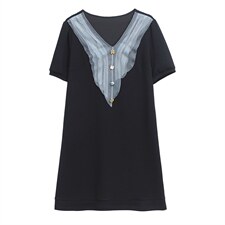2022夏季新款时尚气质POLO领收腰显瘦休闲舒适连衣裙，女装连衣裙，丽影随形