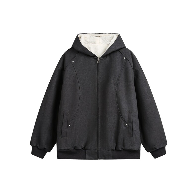 2025冬款水洗牛仔羊羔毛连帽棉衣-5646-248,男装棉衣,电商S012（CATTEE）