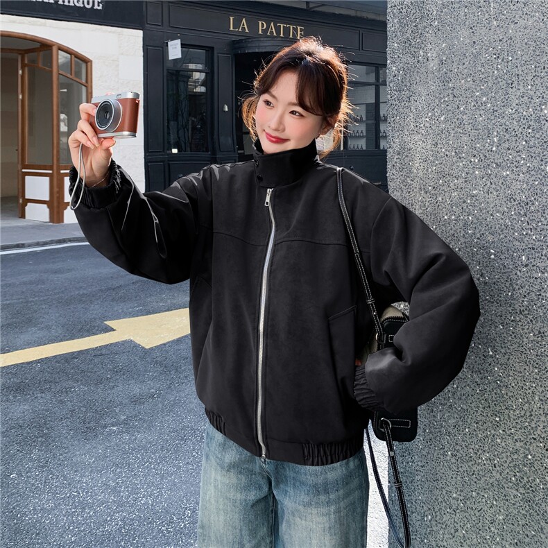 灰色设计感休闲立领外套女2026年春季新款甜酷气质超好看百搭夹克,女装短外套,2D036