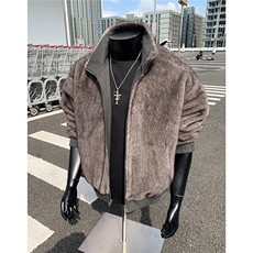 假模原品质两面穿水洗鱼骨纹牛津帆布银蓝狐座山雕外套S530特118，女装短外套，电商A233-1
