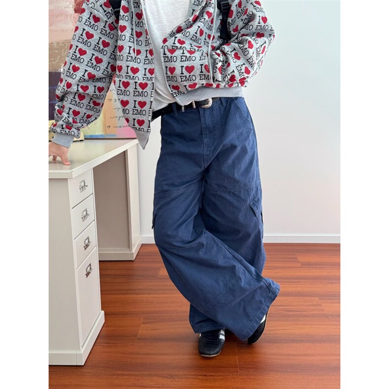 大码美式多口袋弯刀工装牛仔裤男女2026夏季新款宽松休闲直筒长裤,男装牛仔裤,星座516A