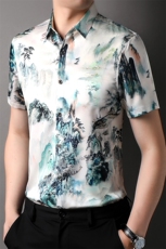 夏季中青年男士新款衬衫商务休闲时尚冰丝衬衫ZL81167-P85，男装衬衫，星座1105-3