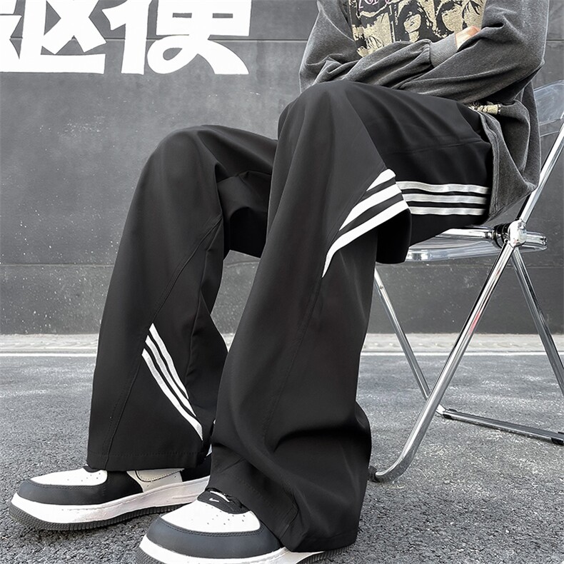 冲锋裤子男2024春新款青少年美式高街直筒宽松设计感运动休闲裤图片