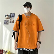 新品短袖港风T恤凹凸印棋盘格i男士宽松ns潮牌TC3108-P28，男装T恤，星座717