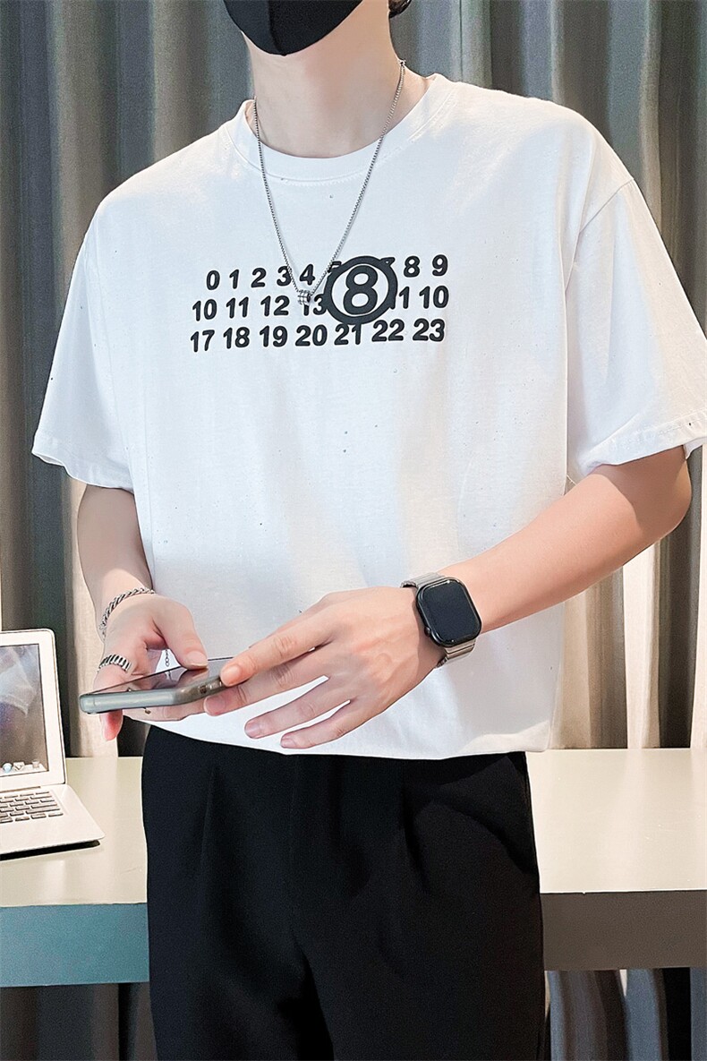 精神小伙夏季高克重男士圆领短袖T恤满天星字母发泡阔版体恤T8002,男装T恤,电商C208