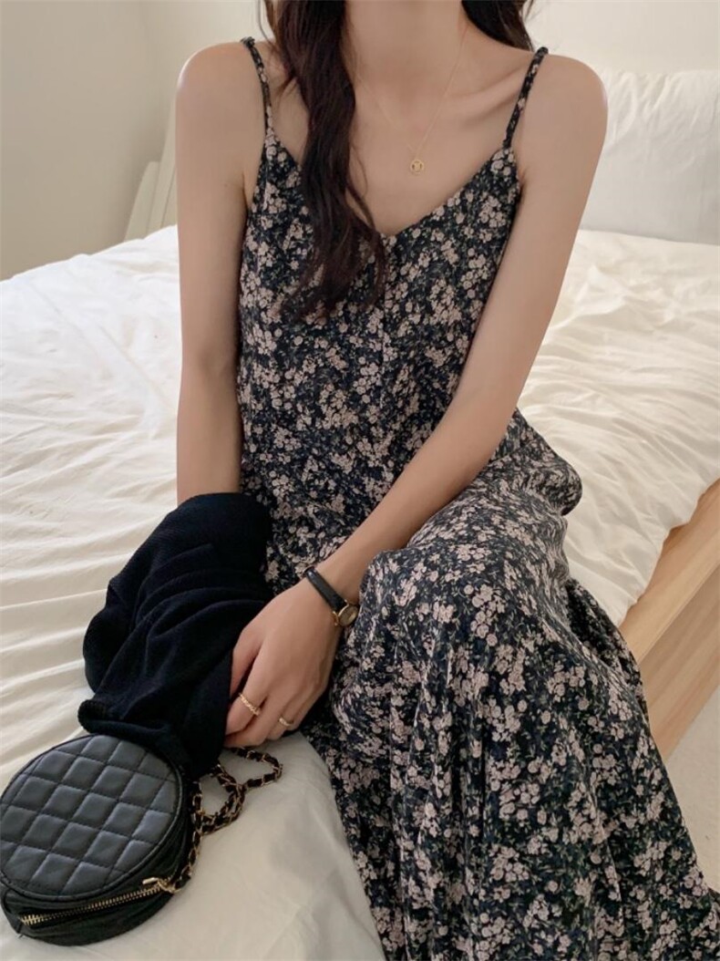 夏季新品碎花吊带裙?冰丝小披肩，女装背心吊带，DAP