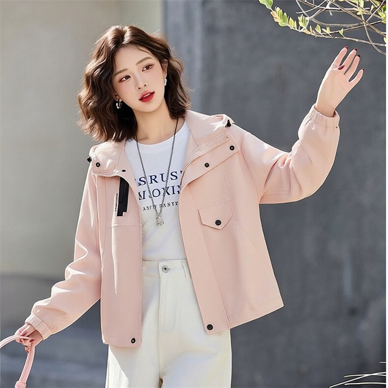 （现货）时尚超好看外套女休闲连帽减龄短款百搭上衣,女装短外套,韩蔻秀