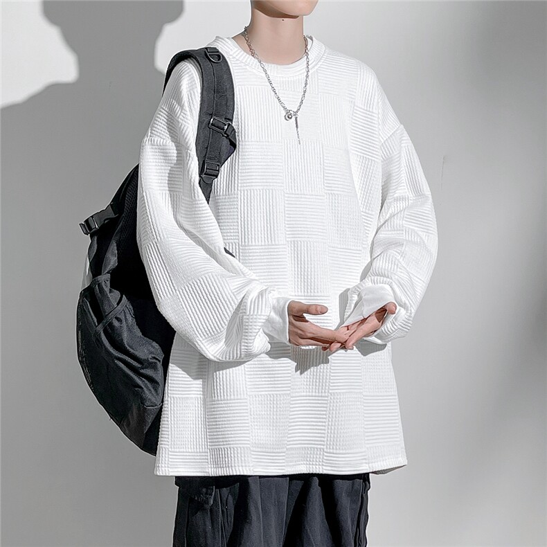 纯色方格花纹大码M-5XL卫衣男：聚酯纤维95%氨纶5%WY77050P38控58,男装卫衣,星座226-2
