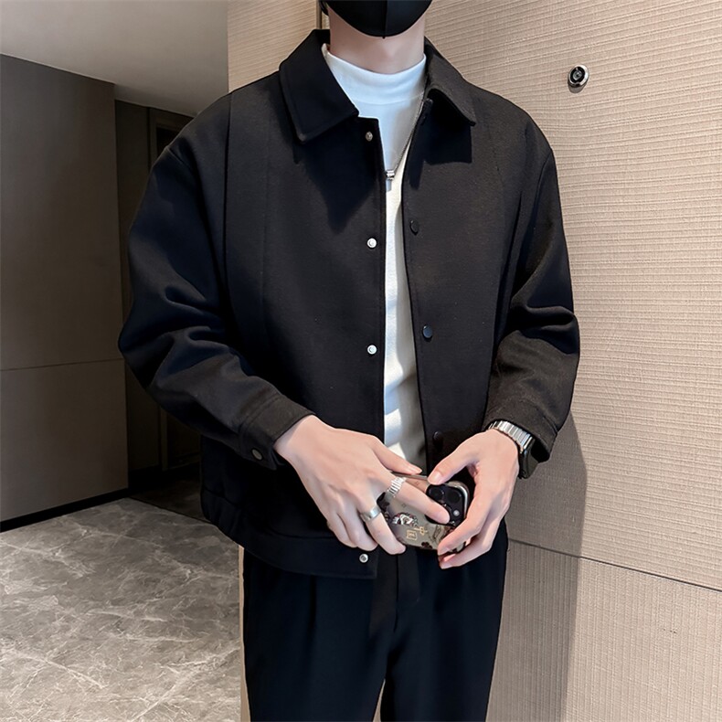 轻熟风高端呢子小伙宽松韩版外套大衣夹克男A236-JK8009-P140,男装夹克,电商A236