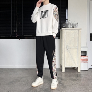 95%聚酯纤维5%氨纶春秋款卫衣套装男潮流运动套装两件套TZ035-P70图片