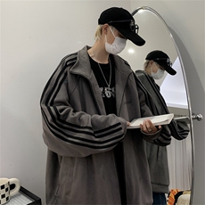 现货2024新款潮牌运动情侣棒球服夹克春季条纹开衫卫衣W7879-P58，男装夹克，星座512-4