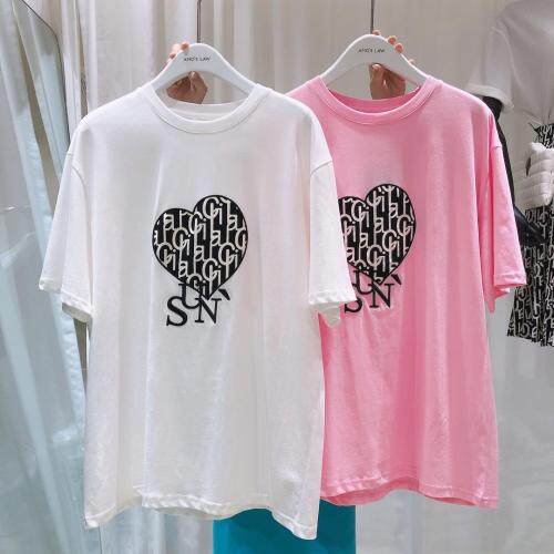 爱心T桖，贴布刺绣工艺，女装，AMO