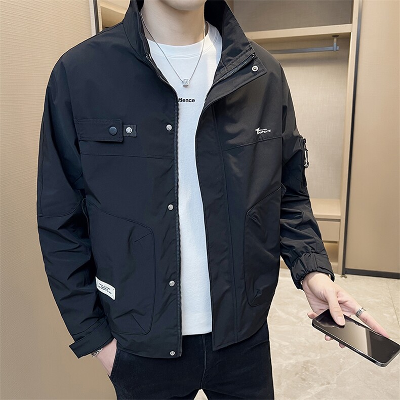 休闲纯色长袖上衣男贴标休闲百搭夹克DS-A329-FL2307-P95,男装夹克,电商A329