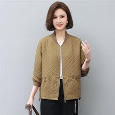 KARMEMAJE妈妈短外套女春秋季新款时尚洋气休闲连帽菱格上衣薄款，女装短外套，忆绮罗