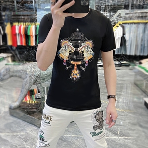 新款时尚高端精品欧货夏季男T恤短袖潮流抖音A227B-A-716-P48图片
