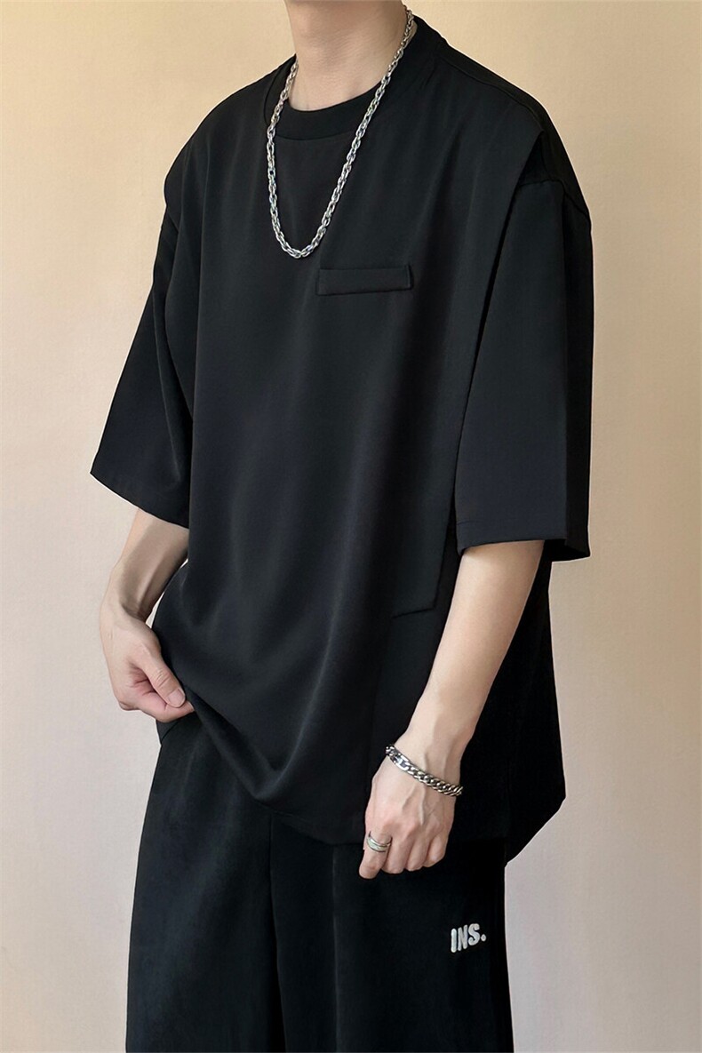 现货主推潮牌设计感半袖T恤男宽松休闲个性圆领短袖-AT2427-P48,男装T恤,电商A351