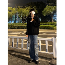 (自家图）秋冬美式复古工装牛仔裤男宽松大码阔腿裤K6080-P65，男装牛仔裤，星座1109-3