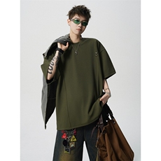超大码金属标手工设计肌理感短袖T恤8XL-M垂感冰丝半袖DX1220/P38，男装T恤，电商B238