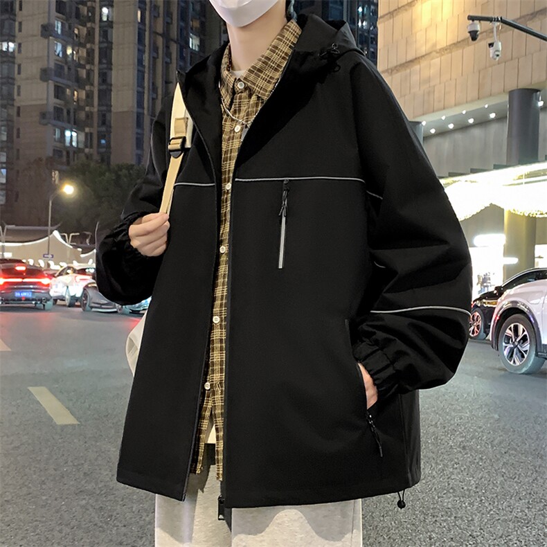 夹克男2026秋新款潮复古宽松休闲纯色连帽外套A436-2370-P85，男装夹克，电商A436