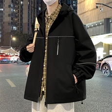 夹克男2026秋新款潮复古宽松休闲纯色连帽外套A436-2370-P85，男装夹克，电商A436