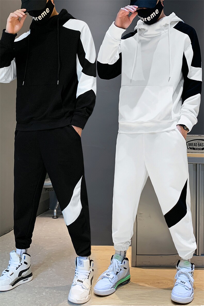 卫衣套装男秋季新款连帽衣服青少年套头宽松两件套DS953T,男装卫衣,电商A102
