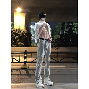 B221 美式ins高街暗黑拉链小脚弹力破洞牛仔裤 LK23060-P65 控88图片
