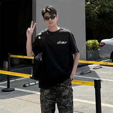 万针全刺绣工艺抖音得物高品质260克重磅纯棉双纱美式高街短袖T恤，男装T恤，电商A486