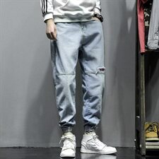 2021灰墙日系秋季新大码男美式潮流束脚宽松九分牛仔裤K299-P50，男装牛仔裤，电商A001