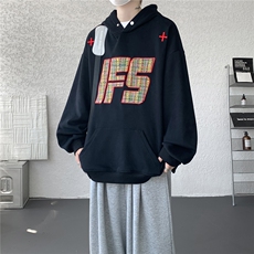 重磅贴布刺绣卫衣大码春秋连帽衫硬挺外套美式休闲上衣WY9108/P65，女装短外套，电商B238